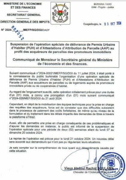 Suspension temporaire de la délivrance des PUH et AAP jusqu’au 21 octobre 2024