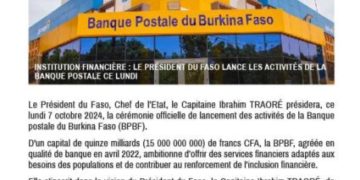 Lancement des Activités de la Banque Postale du Burkina Faso par le Président Traoré