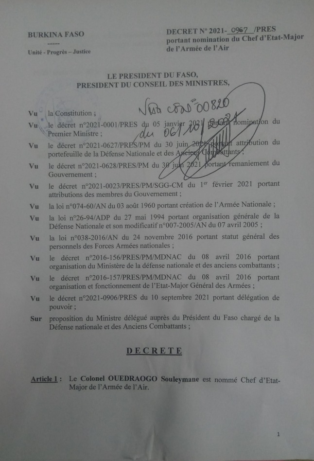Burkina Faso nomination