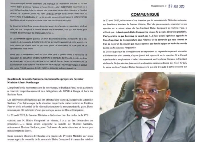 Burkina : Le Gouvernement confirme que des démarches avaient été effectuées pour la venue de blaise Compaoré