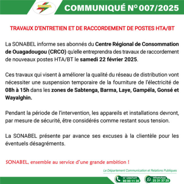 COMMUNIQUÉ N° 007/2025