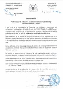 Obligation de déclaration des lieux de stockage des produits destinés à la vente