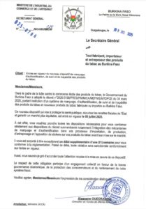 Marquage des produits du tabac : un nouveau dispositif entre en vigueur au Burkina Faso