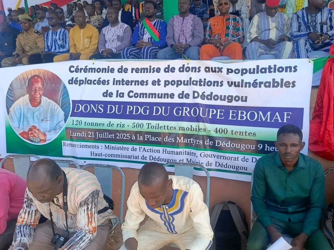 Dons d’EBOMAF aux PDI : plus de 1,7 milliard FCFA remis à Dédougou
