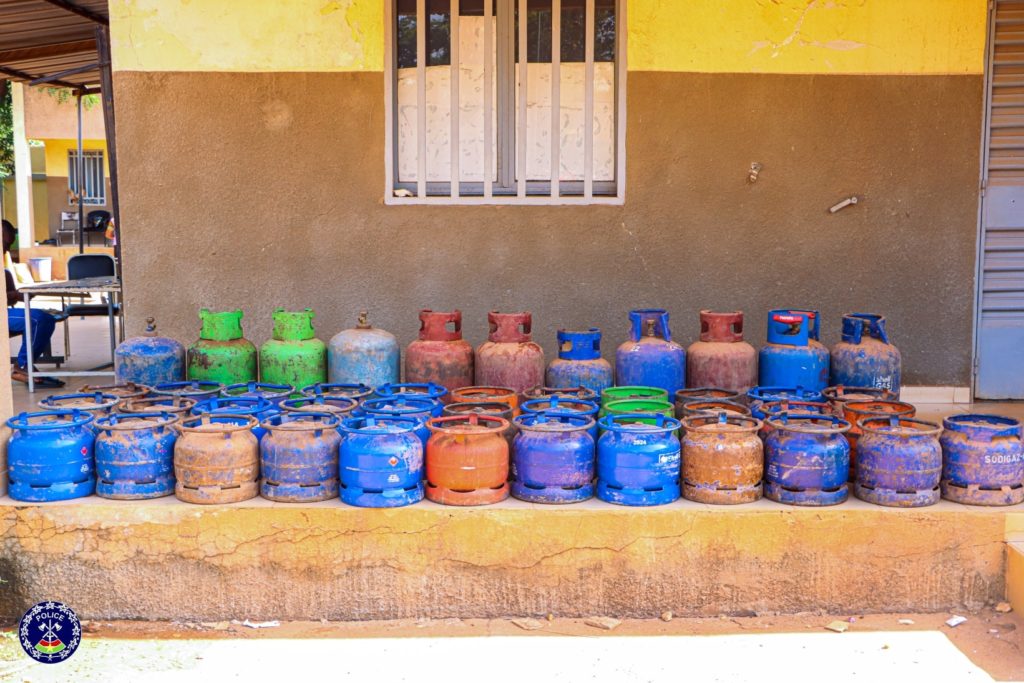 Les bouteilles de Gaz saisi