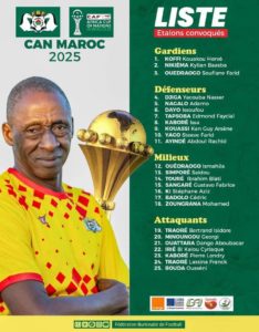 Étalons Burkina Faso CAN 2025 : la liste officielle dévoilée par Brama Traoré