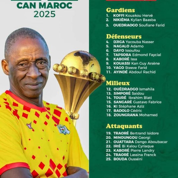 Étalons Burkina Faso CAN 2025 : la liste officielle dévoilée par Brama Traoré