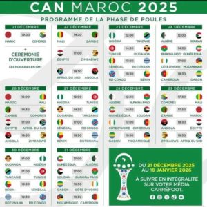 CAN 2025 : calendrier, horaires et affiches dévoilés pour la compétition au Maroc